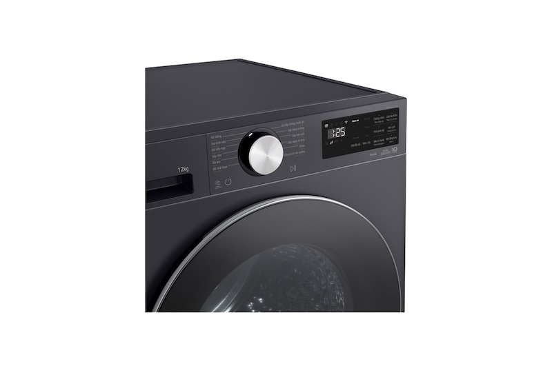 Chi tiết núm xoay điều khiển và màn hình của máy sấy LG 12 kg