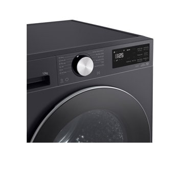 Chi tiết núm xoay điều khiển và màn hình của máy sấy LG 12 kg