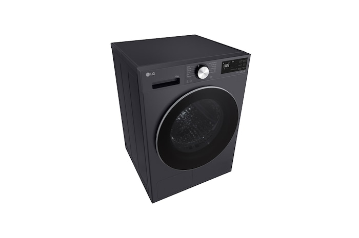 Máy sấy LG 12 kg màu Essence Graphite, góc chụp cao từ bên trái