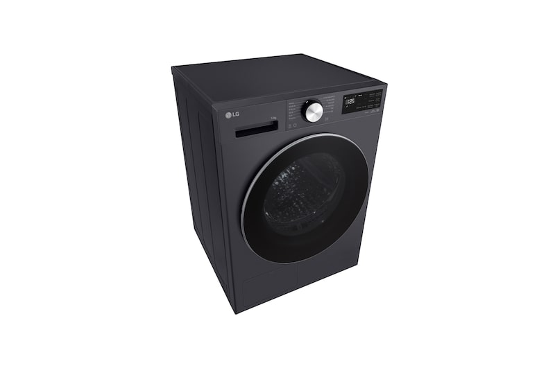 Máy sấy LG 12 kg màu Essence Graphite, góc chụp cao từ bên trái