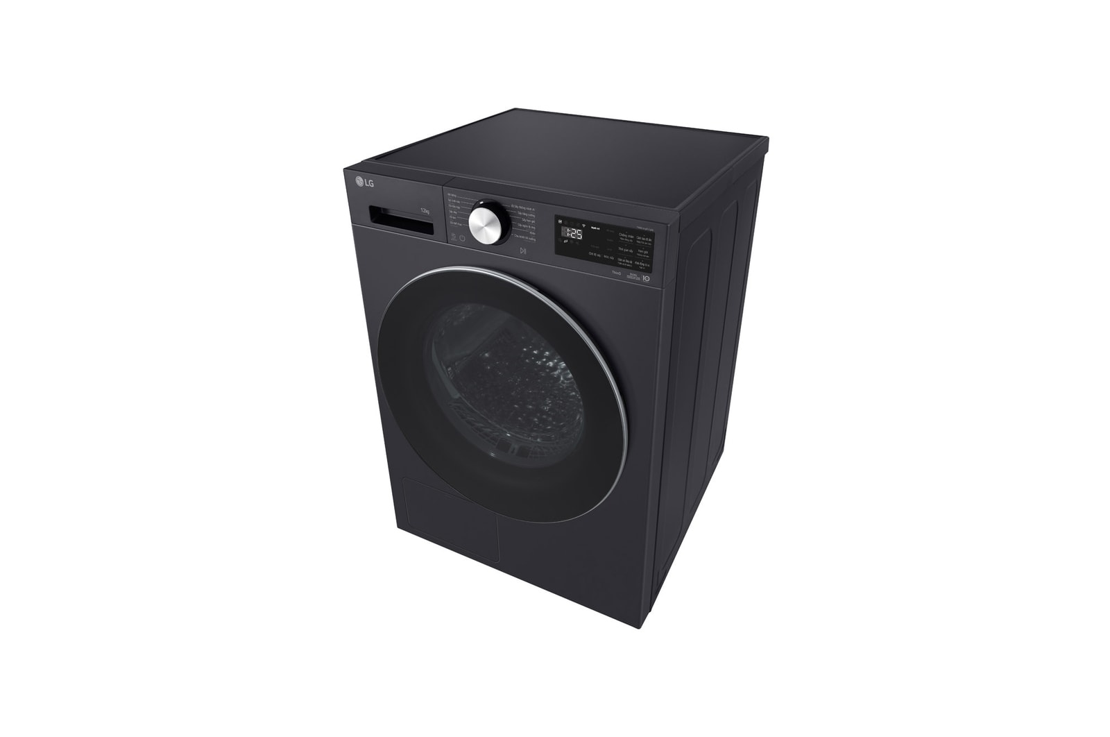Máy sấy LG 12 kg màu Essence Graphite, góc chụp cao từ bên phải