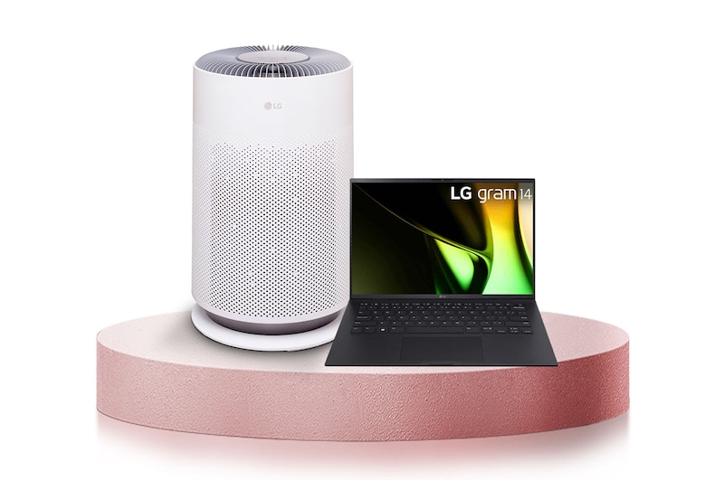 LG Combo Laptop LG gram 14 inch, Windows Home Adv 11 hệ điều hành, core i7, RAM 16GB SSD 512GB & Máy lọc khí PuriCare 360 HIT Hệ thống lọc đa màng Màu xanh| AS60GHBG0, 14AH75.AS60