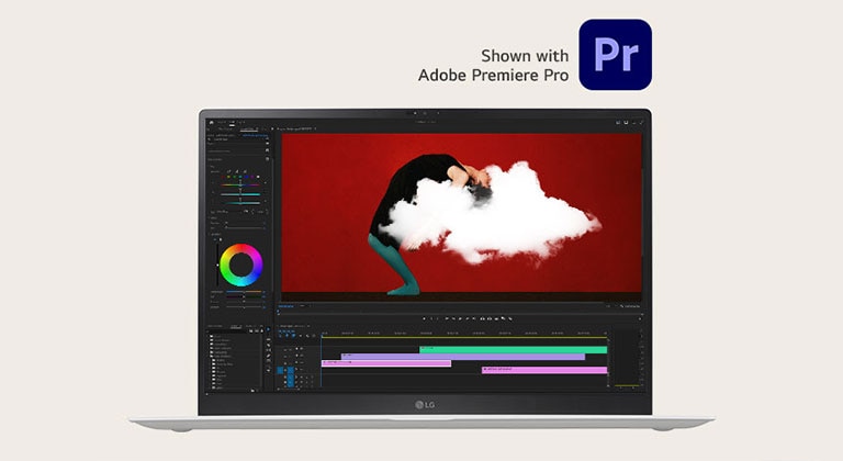 Xử lý các tác vụ nặng như chỉnh sửa video và thiết kế 3D mà không bị gián đoạn - Shown with Adobe Premiere Pro.