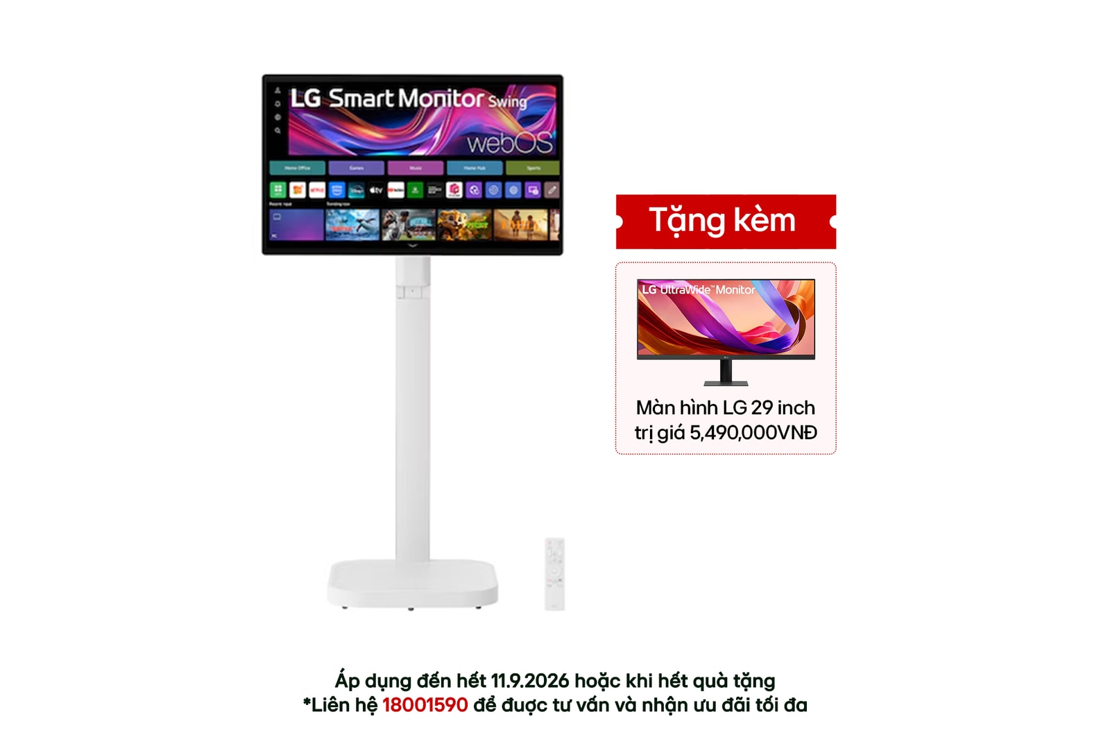 Hình ảnh mặt trước của Màn hình thông minh LG Smart Monitor Swing 31,5 inch 4K UHD IPS với màn hình cảm ứng, chân đỡ lăn 32U889SA-W