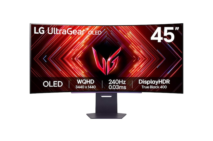 LG Màn hình Gaming 45" LG UltraGear, OLED WQHD cong với tốc độ làm mới 240Hz Thời gian phản hồi 0,03ms (GtG) - 45GS95QE-B, 45GS95QE-B