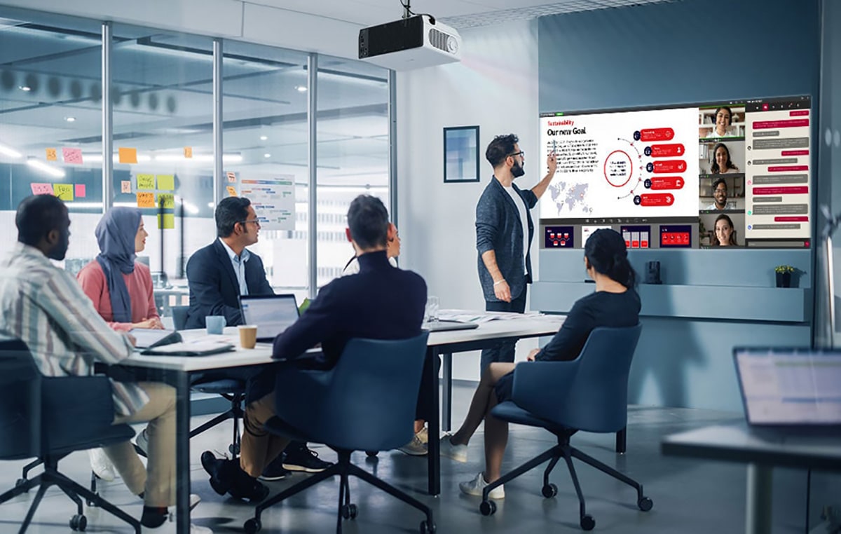 Hình ảnh sử dụng LG ProBeam trong doanh nghiệp.