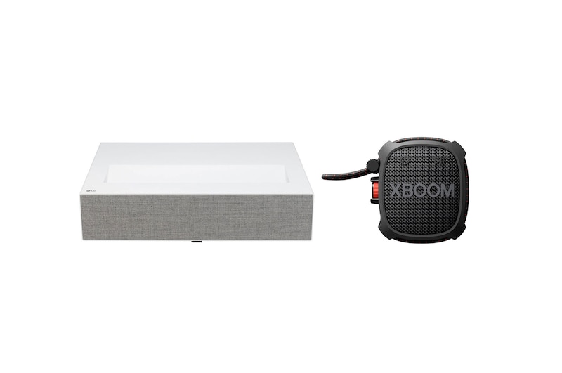 Hình ảnh mặt trước của Combo Máy chiếu LG CineBeam Laser 4K UHD & Loa di động XO2TBK HU715.XG2