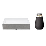 Hình ảnh mặt trước của Combo Máy chiếu LG CineBeam Laser 4K UHD, chiếu siêu gần & Loa di động XG2TBK HU715.XO2