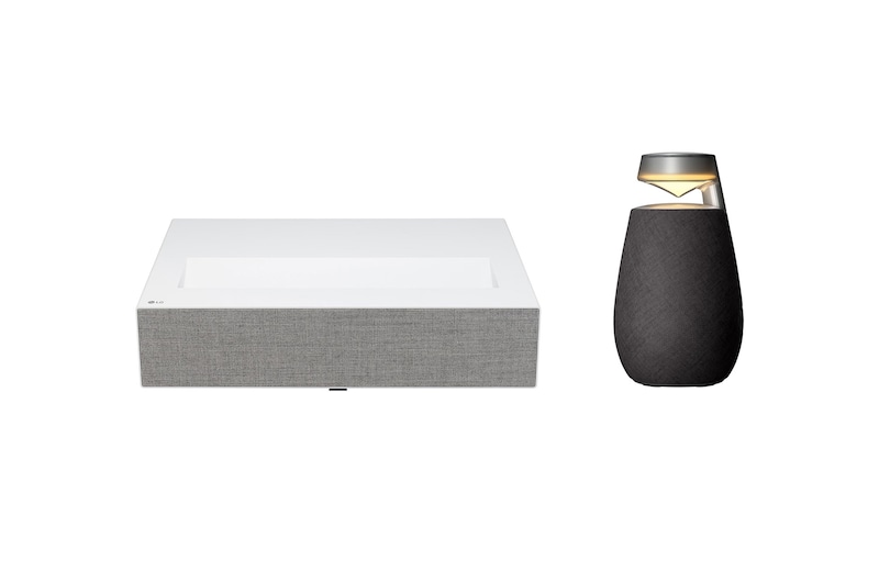 Hình ảnh mặt trước của Combo Máy chiếu LG CineBeam Laser 4K UHD, chiếu siêu gần & Loa di động XG2TBK HU715.XO2
