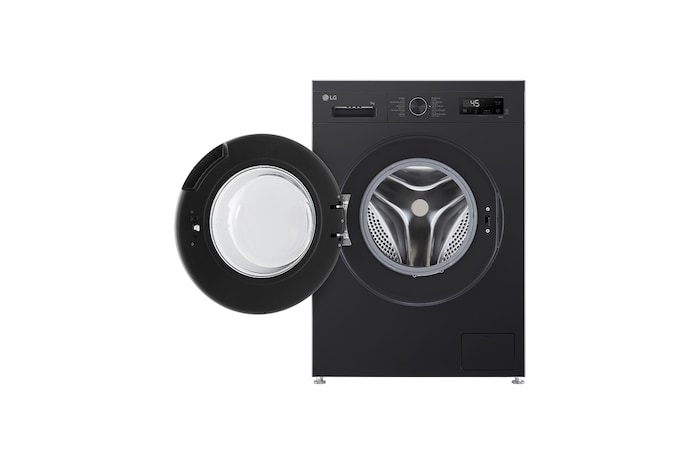 Máy giặt lồng ngang Inverter 9kg màu đen bóng FB1209S6O - cửa trước đang mở
