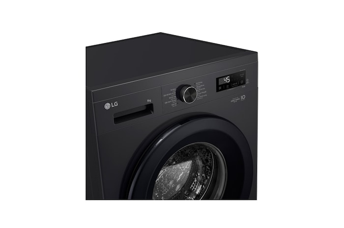 Cận cảnh bảng điều khiển phía trên bên trái của máy giặt LG FB1209S6O