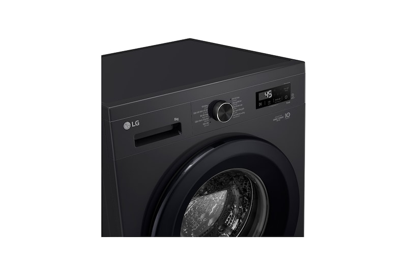 Cận cảnh bảng điều khiển phía trên bên trái của máy giặt LG FB1209S6O