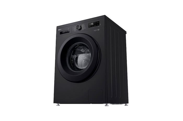 Máy giặt lồng ngang Inverter 9kg màu đen bóng FB1209S6O - góc nhìn phối cảnh bên trái