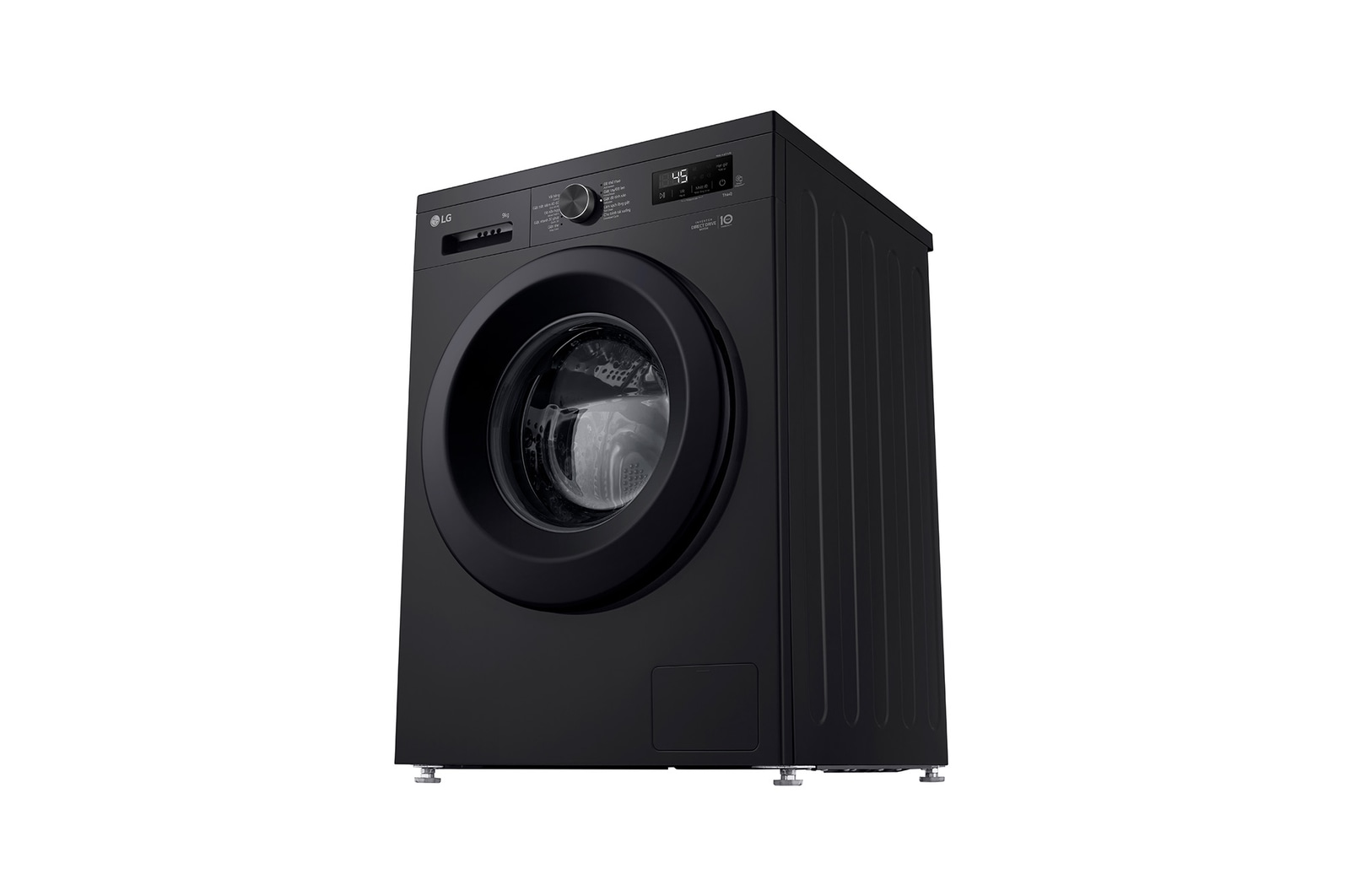 Máy giặt lồng ngang Inverter 9kg màu đen bóng FB1209S6O - góc nhìn phối cảnh bên trái