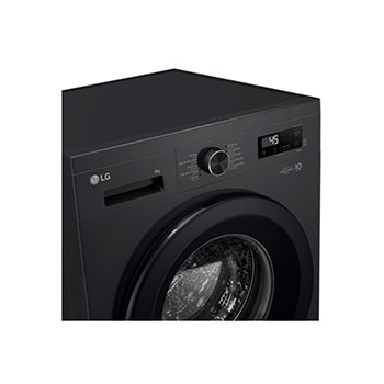 Cận cảnh bảng điều khiển phía trên bên trái của máy giặt LG FB1209S6O