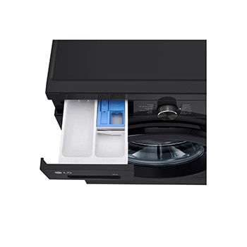 Ngăn chứa chất giặt tẩy phía trên của máy giặt LG FB1209S6O đang mở