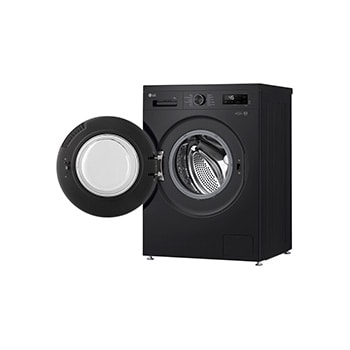 Máy giặt lồng ngang Inverter 9kg màu đen bóng FB1209S6O - góc nhìn bên phải với cửa đang mở