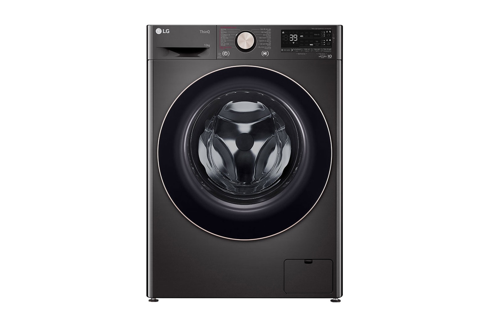 Hình ảnh mặt trước của Máy giặt lồng ngang LG AI DD™ Inverter 12kg màu đen FV1412S3BA FV1412S3BA