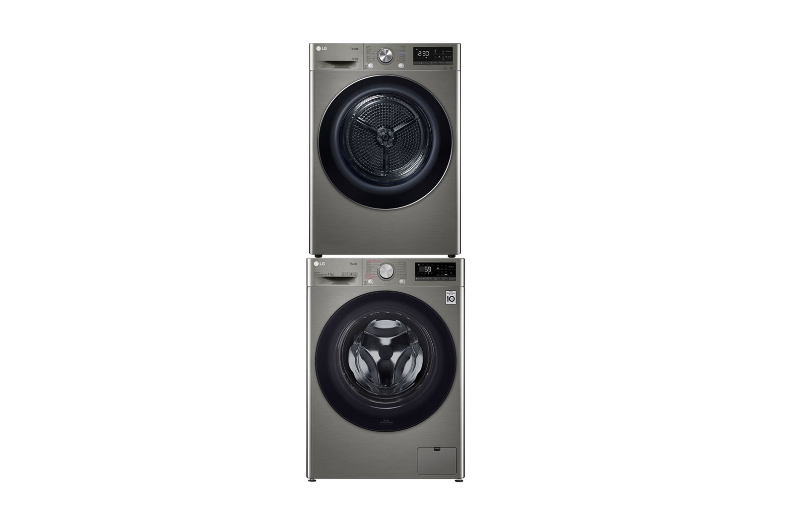 LG Combo Máy giặt lồng ngang LG AI DD™ 11kg (Xám) FV1411S4P và Máy sấy LG DUAL Inverter Heat Pump™ 10,5kg (xám) DVHP50P | WODR1150P, WODR1150P