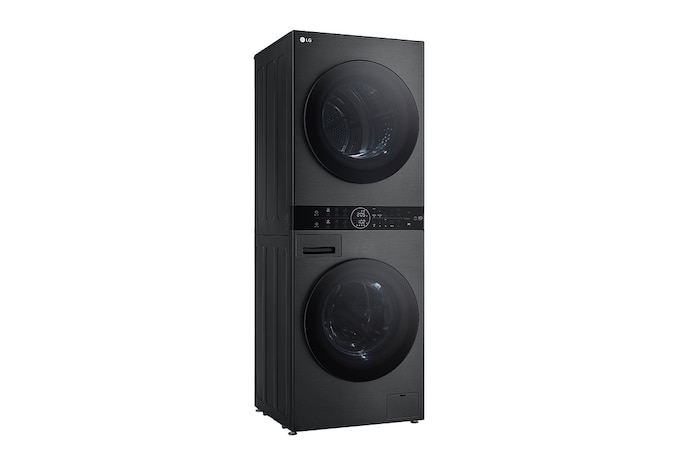 Tháp giặt sấy LG WashTower™ Giặt 14kg/ Sấy 10kg Màu đen|WT1410NHB - cửa mở