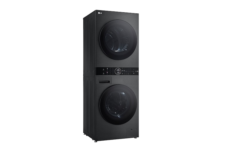 Tháp giặt sấy LG WashTower™ Giặt 14kg/ Sấy 10kg Màu đen|WT1410NHB - cửa mở