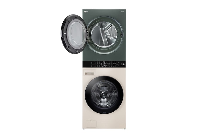 Tháp giặt sấy LG WashTower™ Giặt 25kg/Sấy 17kg xanh/be - WT2517NHEG - cửa mở trên