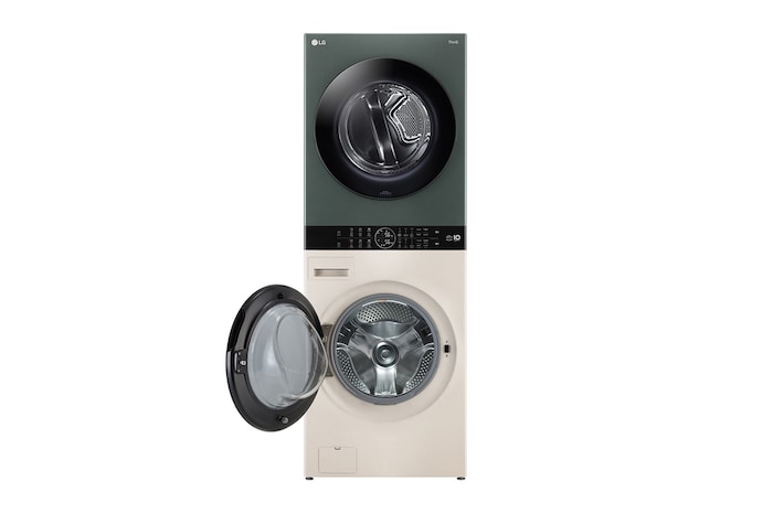 Tháp giặt sấy LG WashTower™ Giặt 25kg/Sấy 17kg xanh/be - WT2517NHEG - cửa mở dưới