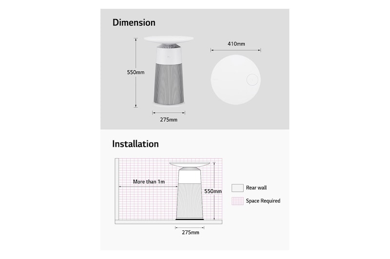 LG Máy lọc khí PuriCare AeroFurniture Công nghệ UVnano™ Màu trắng AS20GPWU0, AS20GPWU0