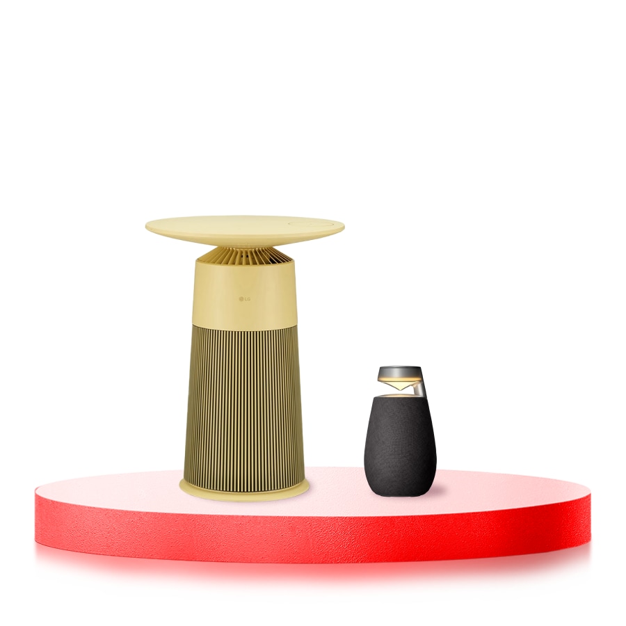 Hình ảnh mặt trước của Combo Máy lọc khí PuriCare AeroFurniture Công nghệ UVnano™ Màu vàng chanh | AS20GPYU0 & Loa di động XO2TBK AS20YXO2.ABAE