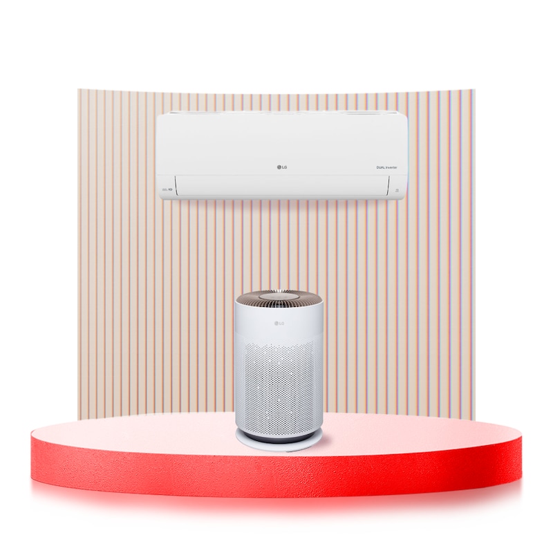 LG Combo Máy lọc khí PuriCare 360 HIT Hệ thống lọc đa màng Màu xanh| AS60GHCG0 & Điều hòa LG DUALCOOL™Inverter 1 chiều 9.000 BTU (1HP)|V10ENO, AS60V10ENO.ABAE
