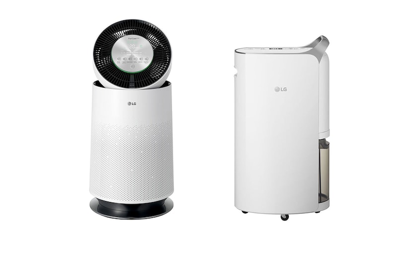 LG Combo Máy lọc khí PuriCare 360 1 tầng màu trắng & Máy hút ẩm Dual Inverter 16L màu trắng, AS65MD16.ABAE