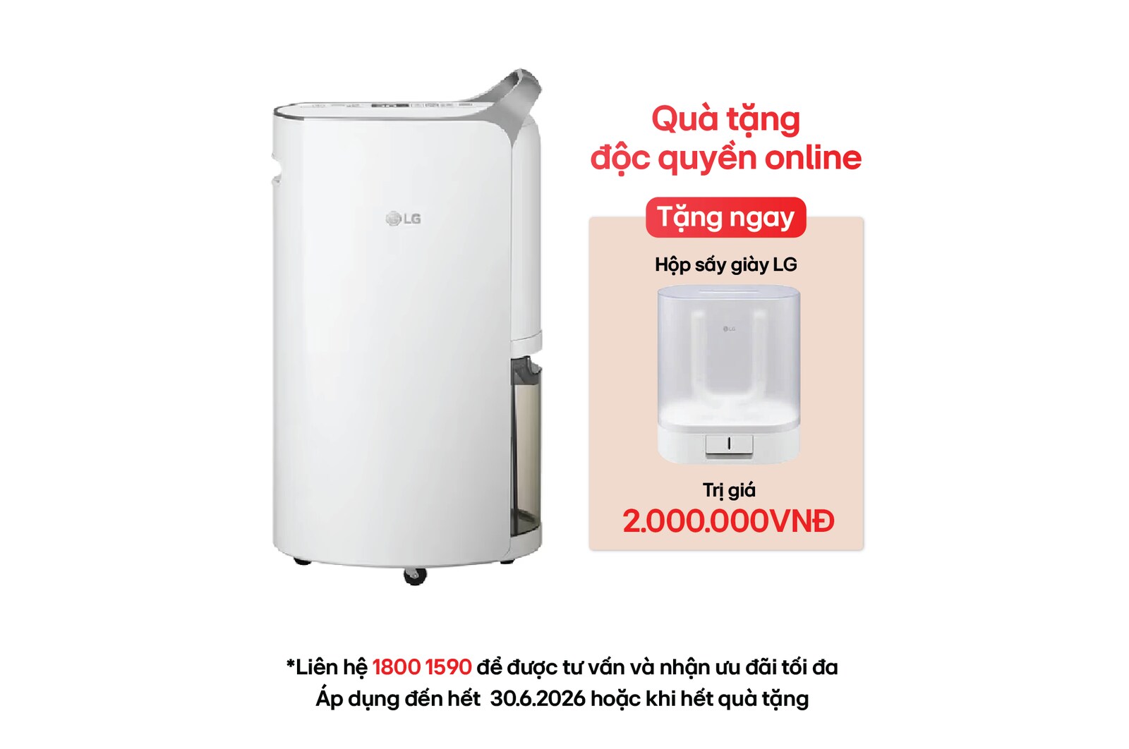 Hình ảnh mặt trước của Máy hút ẩm Dual Inverter 28L màu trắng MD16GQSE0