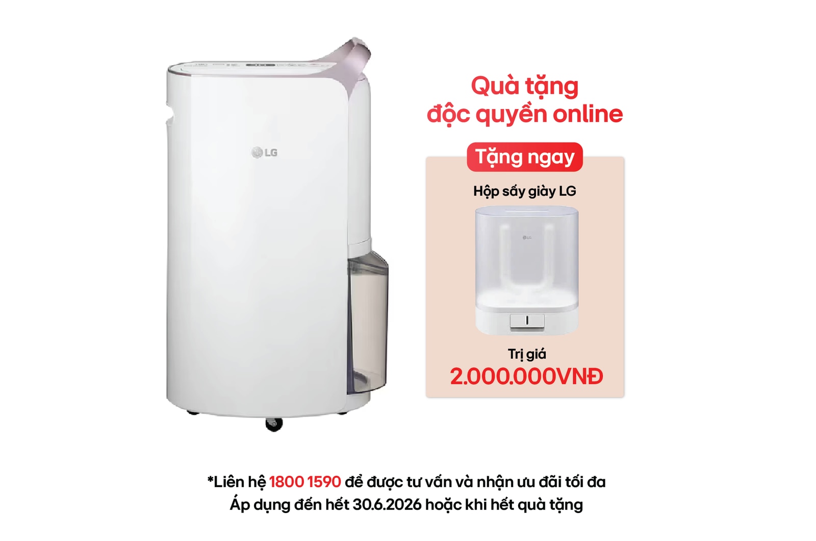 Hình ảnh mặt trước của Máy hút ẩm Dual Inverter 30L màu trắng MD19GQGE0