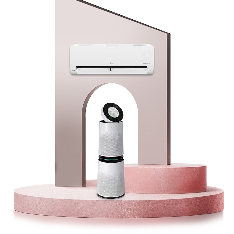 LG Combo Điều hòa LG DUALCOOL™Inverter 1 chiều 12.000 BTU (1.5HP)|V13ENO & Máy lọc khí PuriCare 360 2 tầng màu trắng, V13ENOAS10W.ABAE