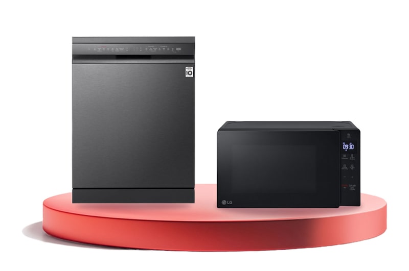 LG Combo Máy rửa bát LG Quadwash TrueSteam™ màu đen LDT14BLA4 & Lò Vi Sóng LG NeoChef™ màu Đen MS2032GAS, D14BMS20.AEVPEVN