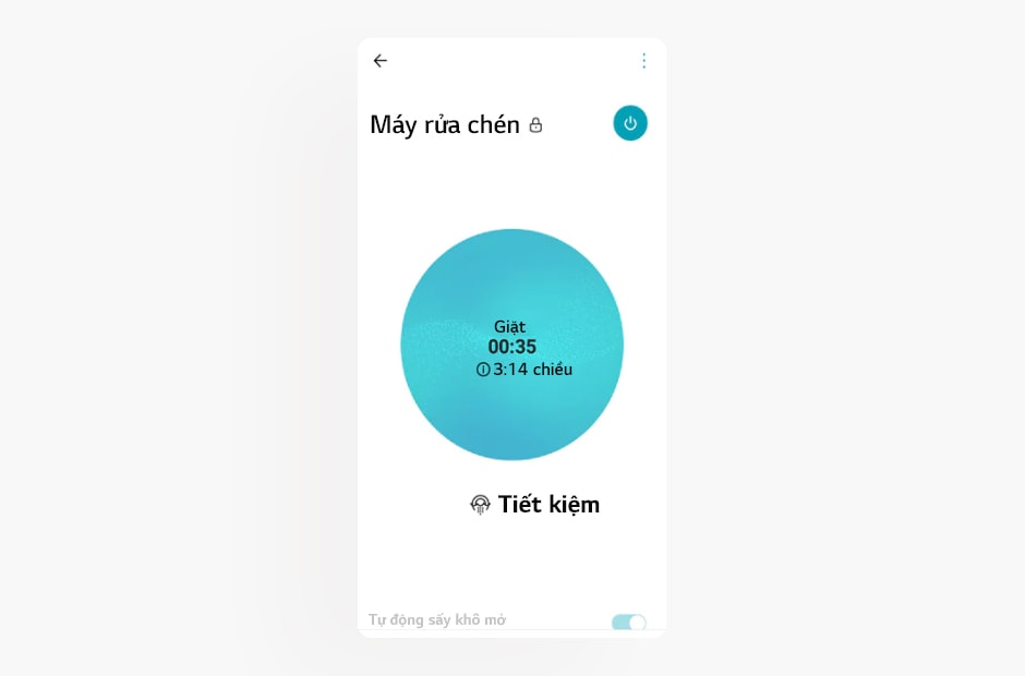 Hình ảnh hiển thị màn hình máy rửa chén trong ứng dụng LG ThinQ