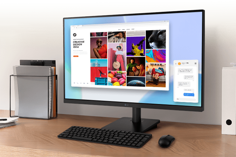 Màn hình LG với công nghệ IPS làm nổi bật hiệu suất của màn hình tinh thể lỏng. Nó có khả năng tái tạo màu rõ ràng, đồng thời giúp người dùng xem màn hình ở phạm vi góc rộng 178°.