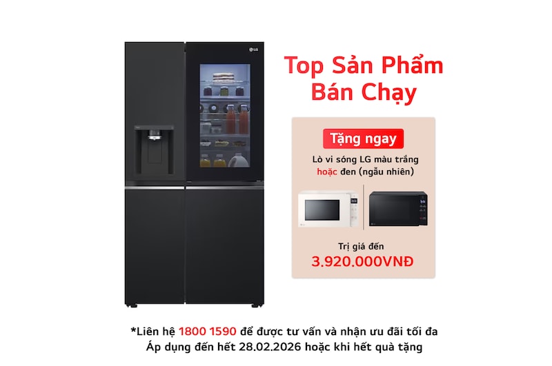 Hình ảnh mặt trước của Tủ lạnh LG Instaview lấy nước ngoài UVnano 635L màu đen GR-X257BL