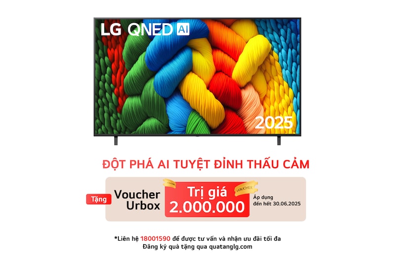 Front view of NanoCell TV, LG NanoCell Al Logo on the top corner. LG NanoCell TV depicts colorful paintike textures coming together.