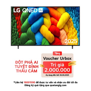 Front view of NanoCell TV, LG NanoCell Al Logo on the top corner. LG NanoCell TV depicts colorful paintike textures coming together.