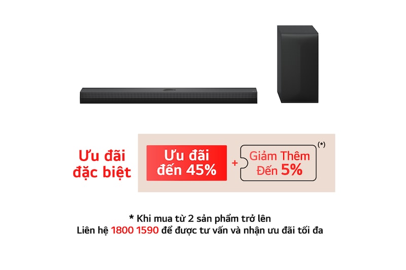 LG Loa thanh LG Soundbar S70TY 3.1.1 kênh cùng kênh đánh trần trung tâm Dolby Atmos, kết hợp hoàn hảo cùng LG QNED, S70TY