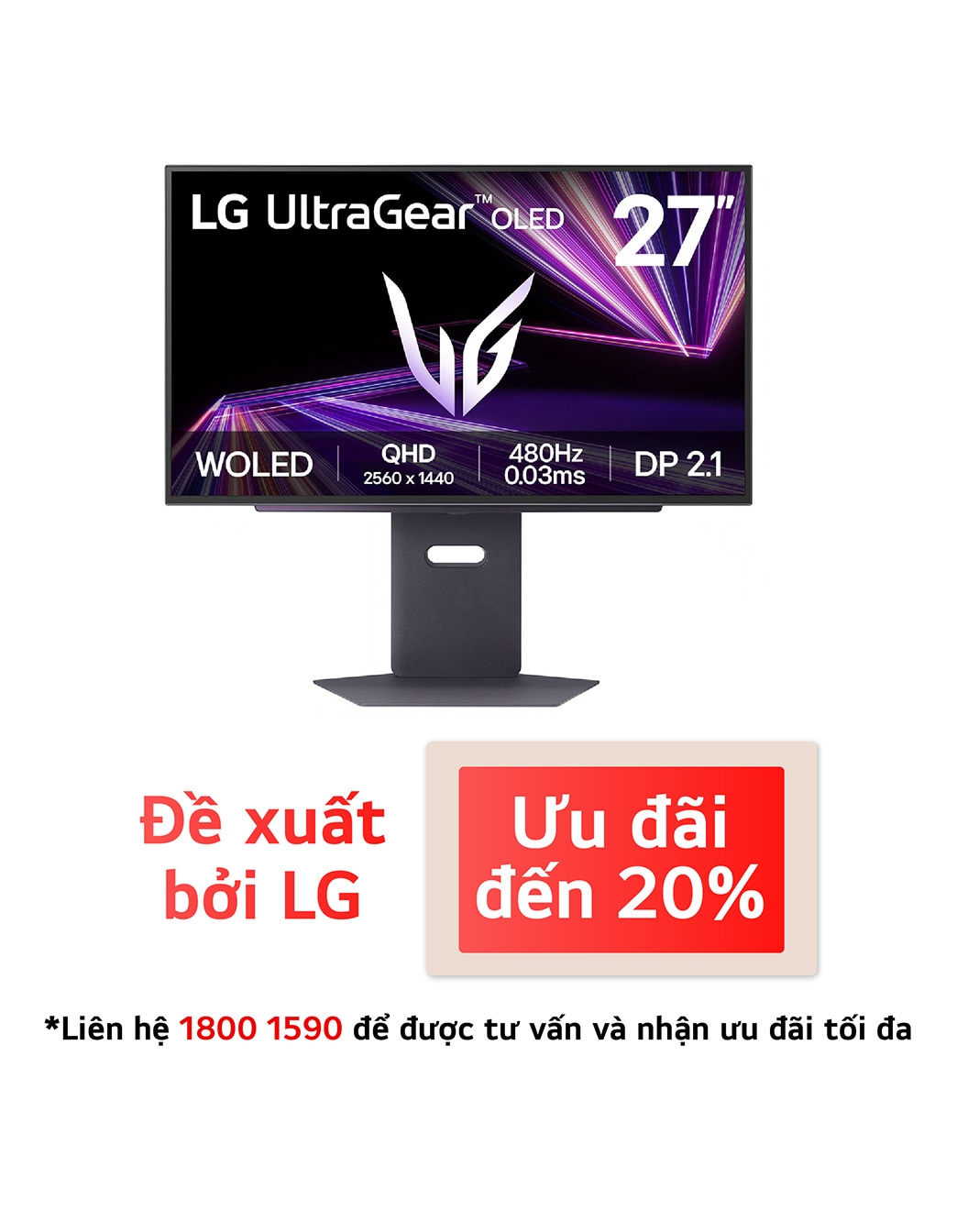 Màn hình chơi game LG UltraGear™ OLED 27-inch QHD 480Hz | 0.03ms