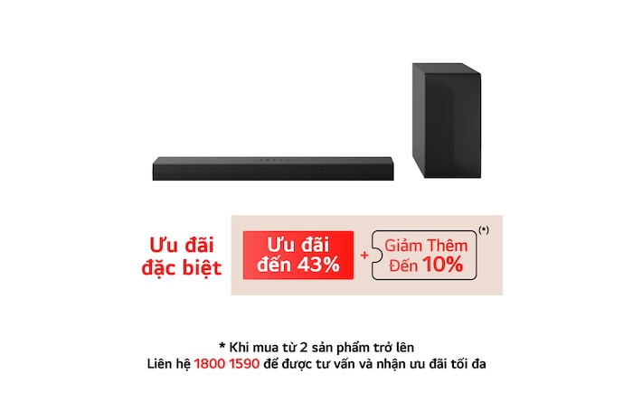LG Loa thanh LG Soundbar S60T 3.1 kênh với Dolby Audio, AI Sound Pro tối ưu hóa âm thanh, S60T