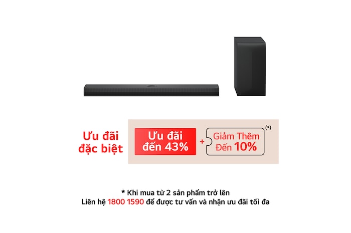 LG Loa thanh LG Soundbar S70TY 3.1.1 kênh cùng kênh đánh trần trung tâm Dolby Atmos, kết hợp hoàn hảo cùng LG QNED, S70TY