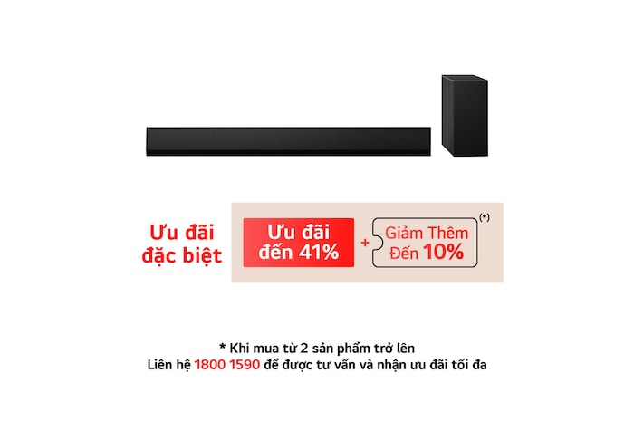 Mặt trước của LG Soundbar SG10TY và Subwoofer