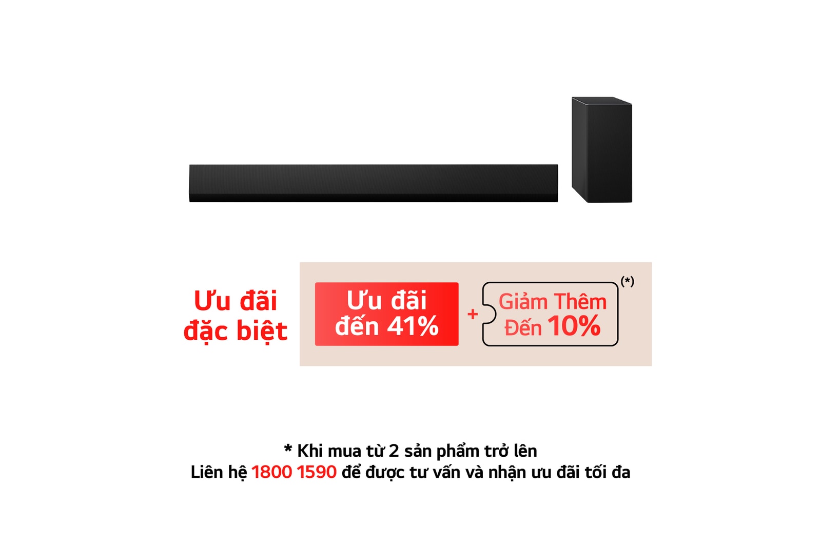 Mặt trước của LG Soundbar SG10TY và Subwoofer