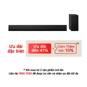 Mặt trước của LG Soundbar SG10TY và Subwoofer