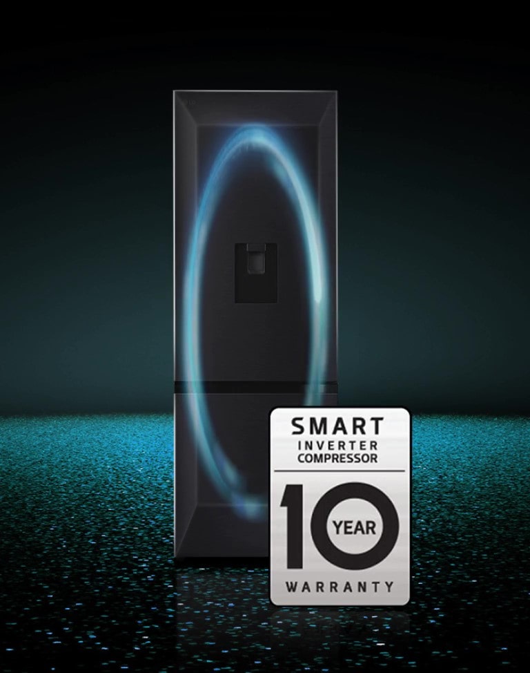 Tủ lạnh LG ngăn đá dưới có cửa rót nước, được bảo hành 10 năm cho máy nén biến tần thông minh, giúp