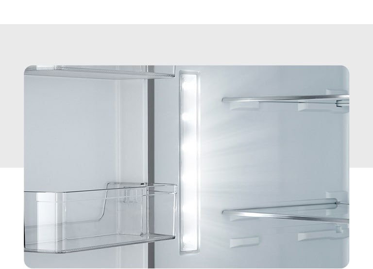 Đèn LED dịu nhẹ chiếu sáng bên trong tủ lạnh