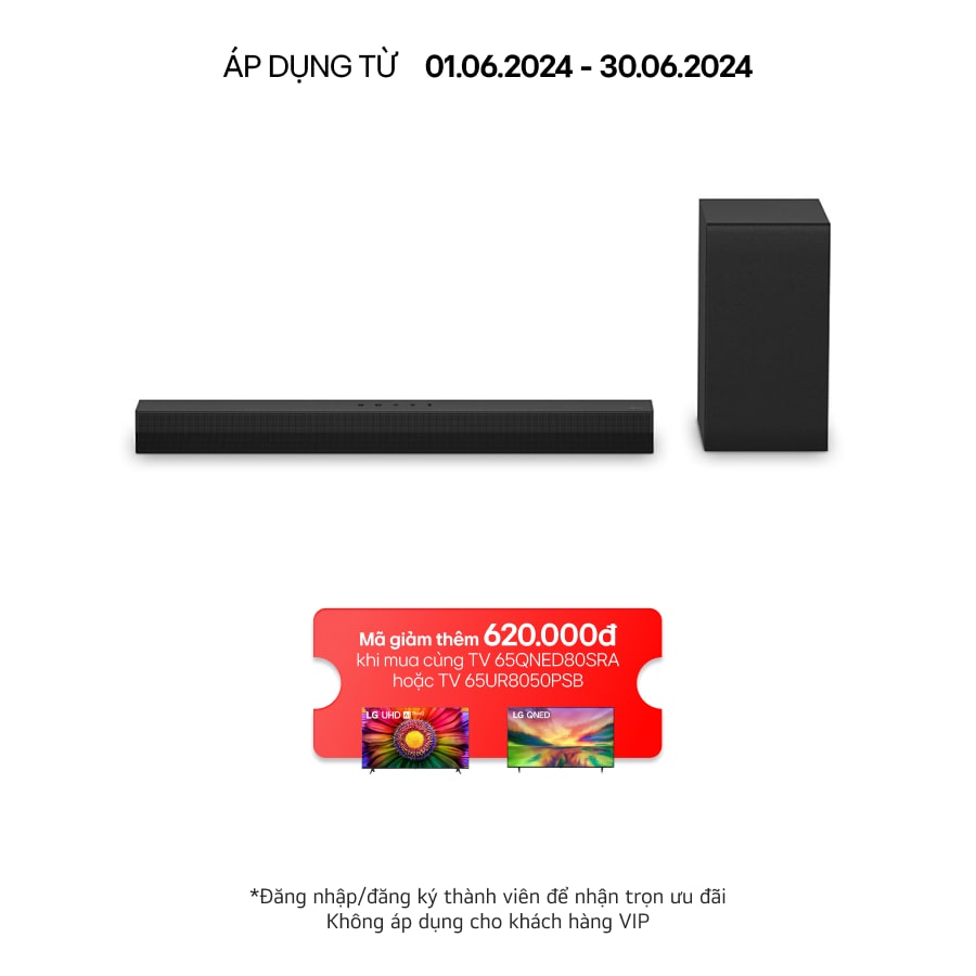 Hình ảnh phía trước của LG Soundbar S40T và Loa siêu trầm